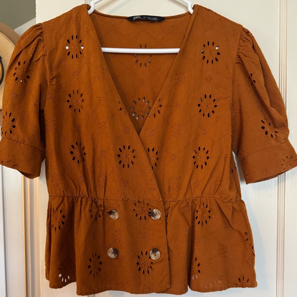 Zara button wrap blouse